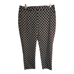 Worthington Pants Womens Sz 10 Modern Fit Black White Blue Geometric Cropped
